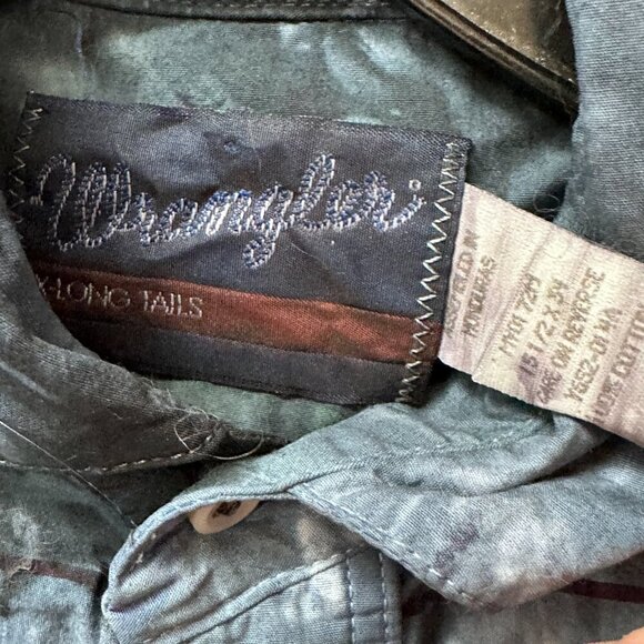 Wrangler Black Tie Dye Shirt Long Sleeve Size Small Medium TG Blue Dyed Rodeo - Picture 4 of 6